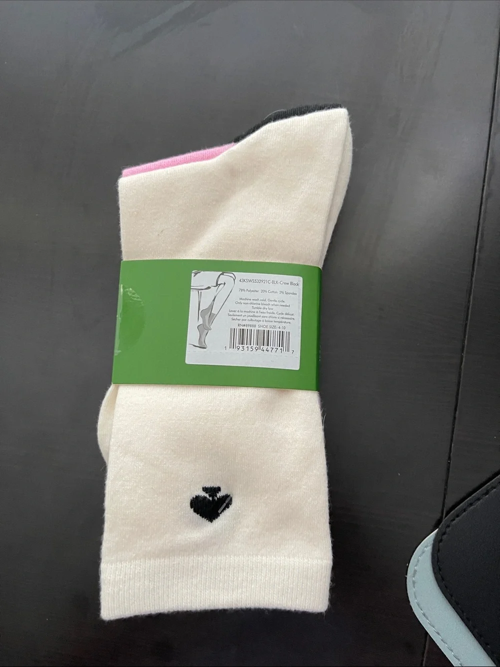 Kate Spade ♠️ trio of solid Pink and cream Polka black Dot Crew Socks